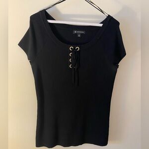 INC Black top with tie and sparkle